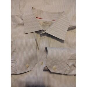 eton contemporary 16.5 42 Dress Shirt Long Sleeve Striped Light Blue  Oxford